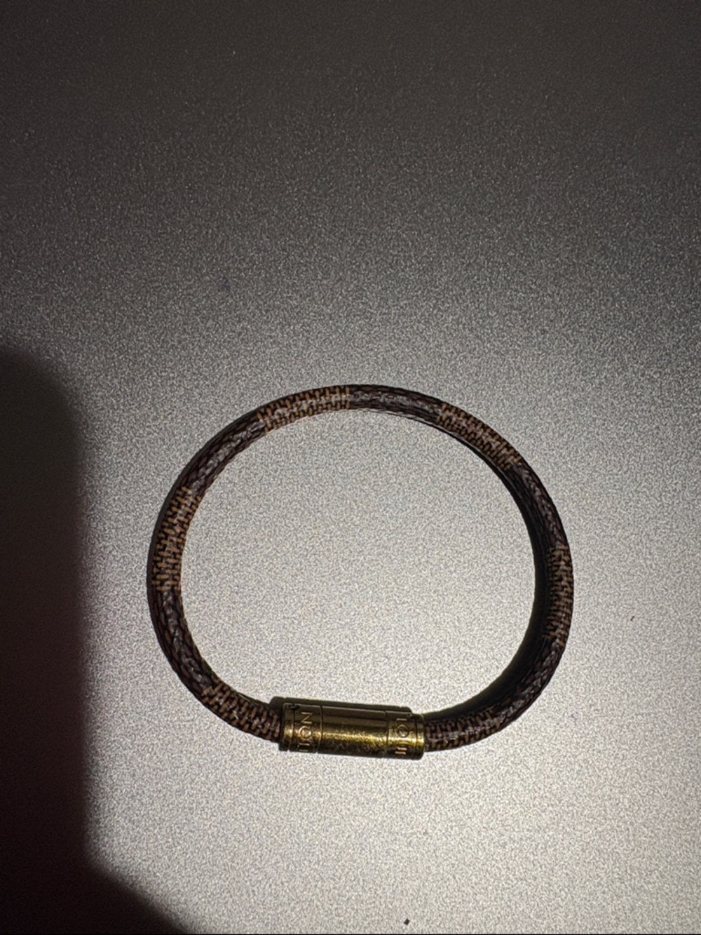 Louis Vuitton Brown Monogram Canvas Bracelet with Gold-Tone Clasp